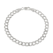 Sterling Silver Italian Polished Double Link Chain Bracelet for Charms, 8-Inches