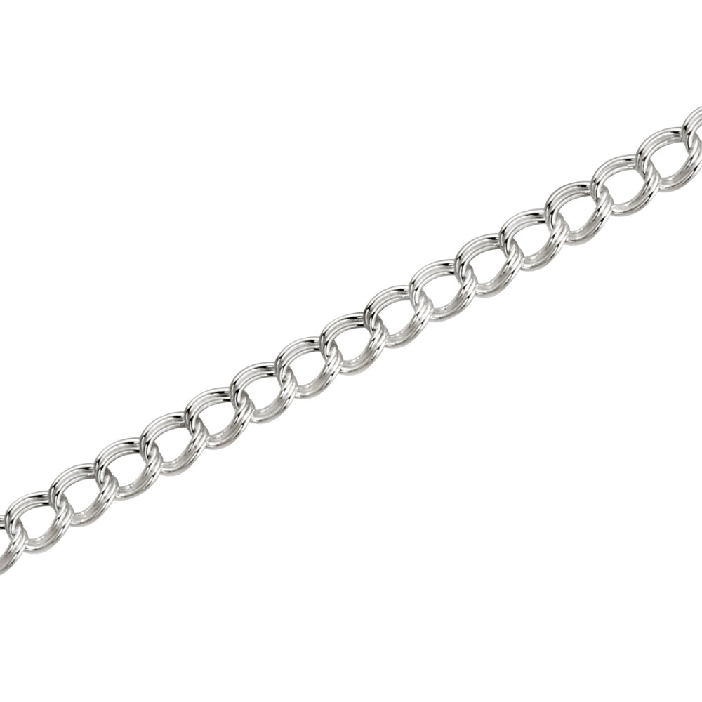 Sterling Silver Italian Polished Double Link Chain Bracelet for Charms, 8-Inches-2