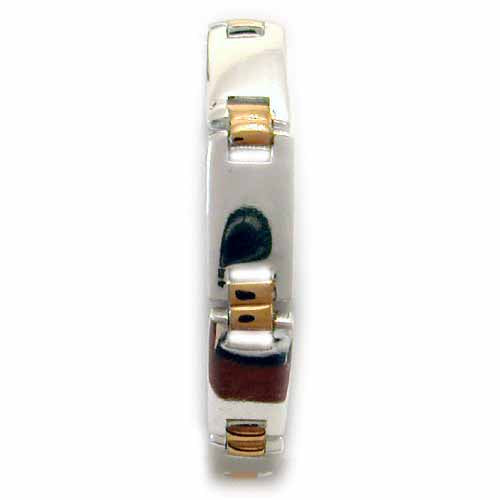 Sterling Silver Two Tone Rectangle Link Bracelet-2