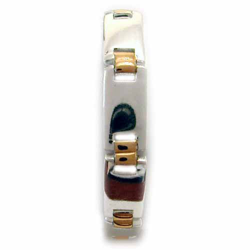Sterling Silver Two Tone Rectangle Link Bracelet