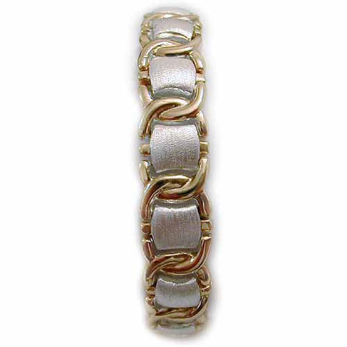 18K Gold over Sterling Silver Two Tone Weave Link  Bracelet-2