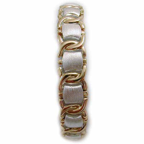 18K Gold over Sterling Silver Two Tone Weave Link  Bracelet