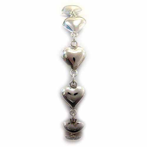 Sterling Silver Puffed Heart Link Bracelet-2