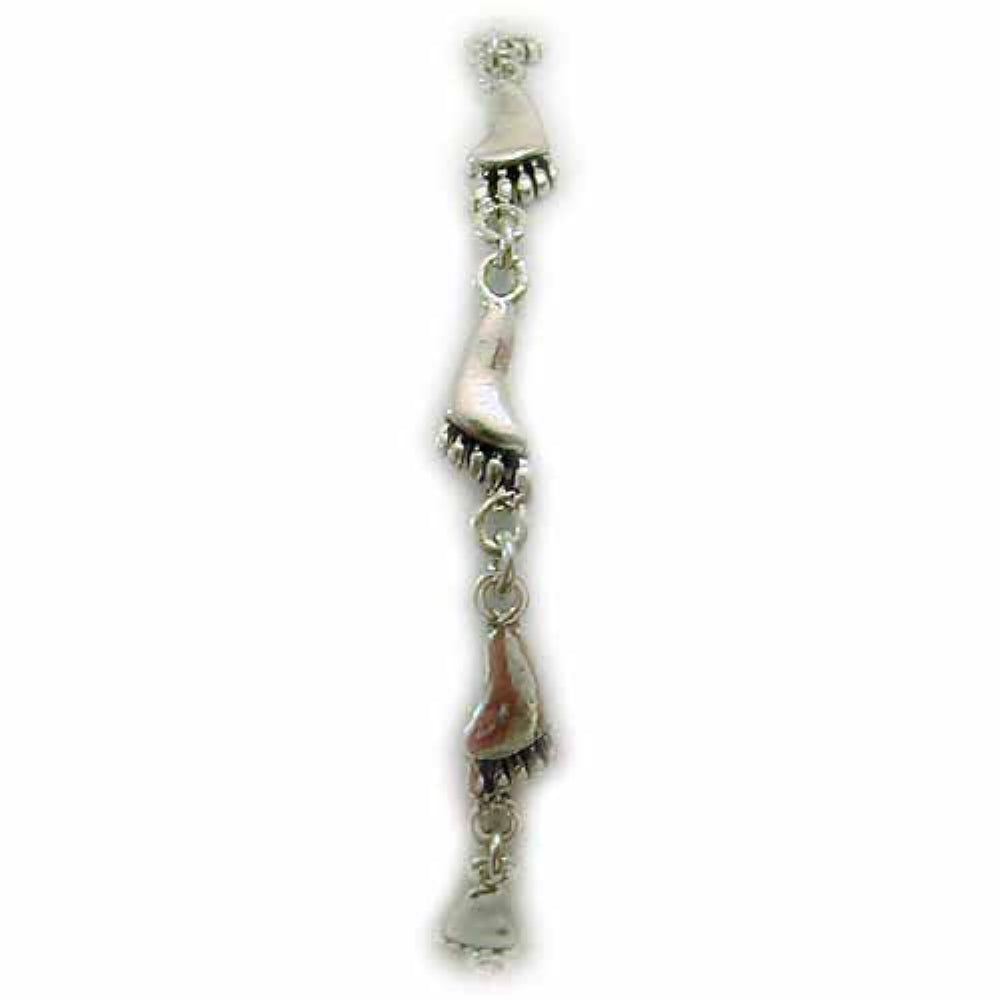 Sterling Silver Footprint Link Bracelet-2