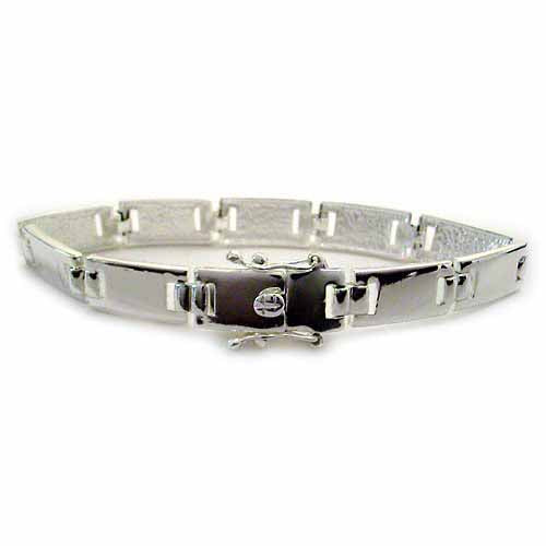 Sterling Silver Polished rectangle link Bracelet