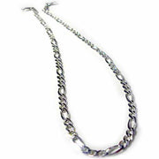 Sterling Silver polished Figaro link necklace