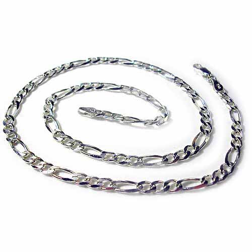 Sterling Silver polished Figaro link necklace-2
