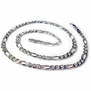 Sterling Silver polished Figaro link necklace