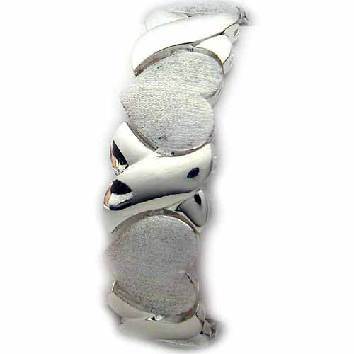 Sterling Silver Polished & Satin X & Heart Stampato Bracelet-2