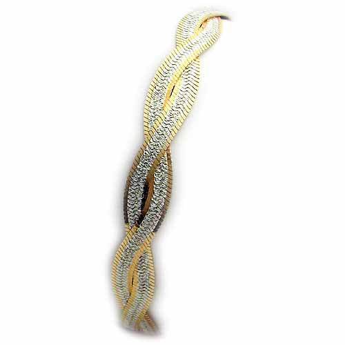 Two tone  24 kt Gold over Sterling Silver and Sterling Silver 2 braid w/ satin pattern wrap Bracelet-2