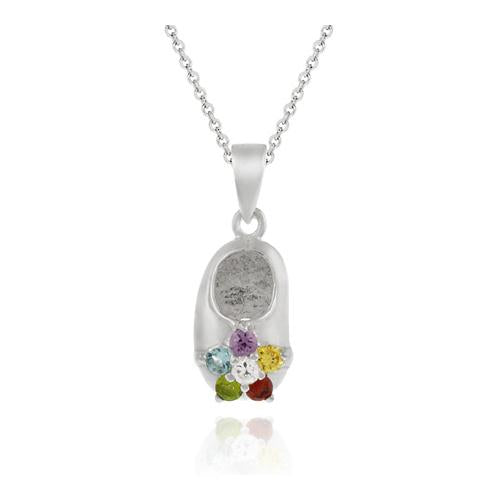 Sterling Silver Multi-Color CZ Baby Shoe Pendant