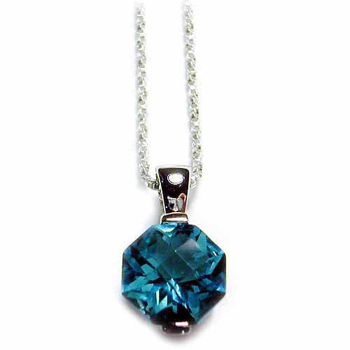 Sterling Silver 3.6ct Aquamarine CZ Octagon Solitaire Pendant-2