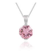 Sterling Silver pendant w/ Octagon Pink Cubic Zirconia (CZ)