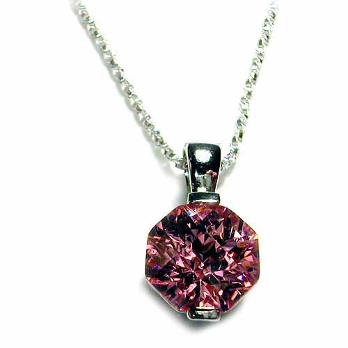 Sterling Silver pendant w/ Octagon Pink Cubic Zirconia (CZ)-2