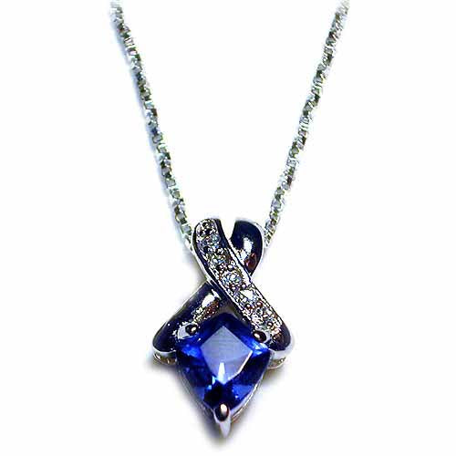 Sterling Silver 1.15ct Tanzanite CZ & Clear CZ Shield & X Pendant-2