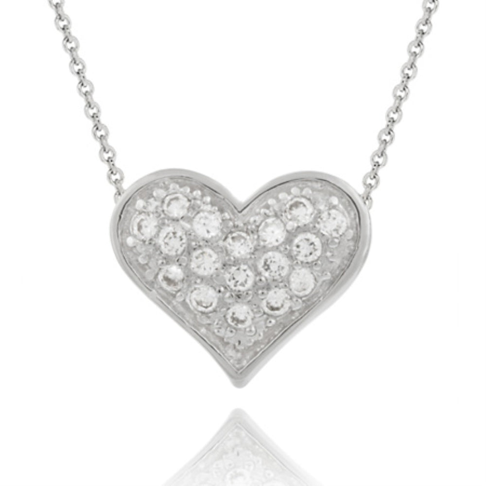 Sterling Silver 1/5 ct CZ Heart Slide Pendant