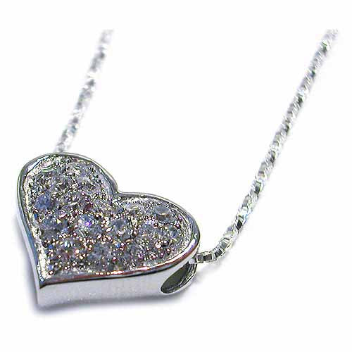 Sterling Silver 1/5 ct CZ Heart Slide Pendant-2