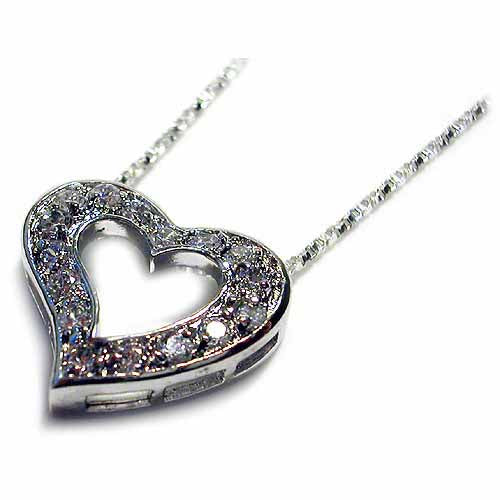 Sterling Silver CZ Open Heart Slide Pendant-2