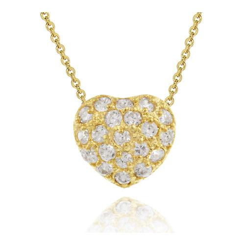 18K Gold over Sterling Silver CZ Heart Slide Pendant