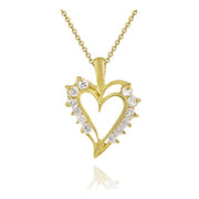 18K Gold over Sterling Silver CZ Open Heart Necklace