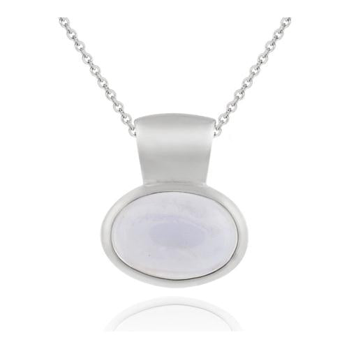 Sterling Silver Bezel set Blue Lace Agate Slide/Pendant