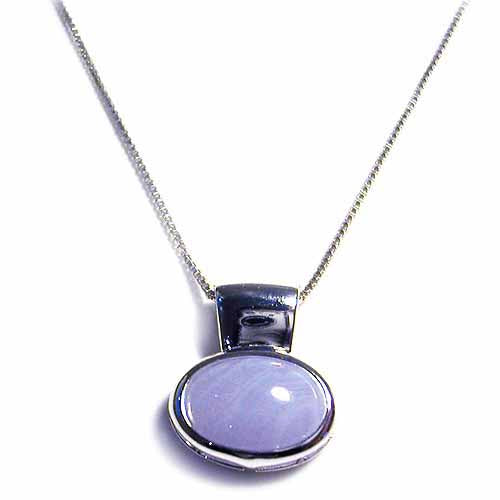 Sterling Silver Bezel set Blue Lace Agate Slide/Pendant-2
