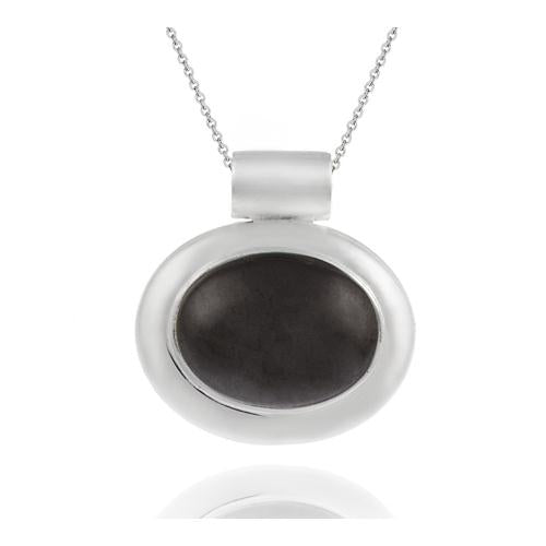Sterling Silver Bold polished Hematite Slide/Pendant