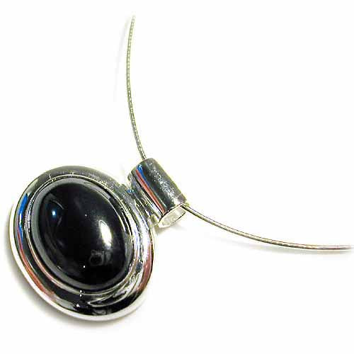 Sterling Silver Bold polished Hematite Slide/Pendant-2