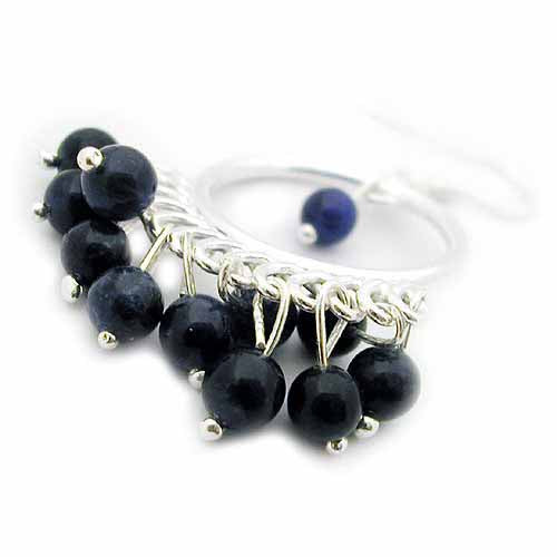 Sterling silver Chandelier Earrings with Genuine Sodalite Blue Beads