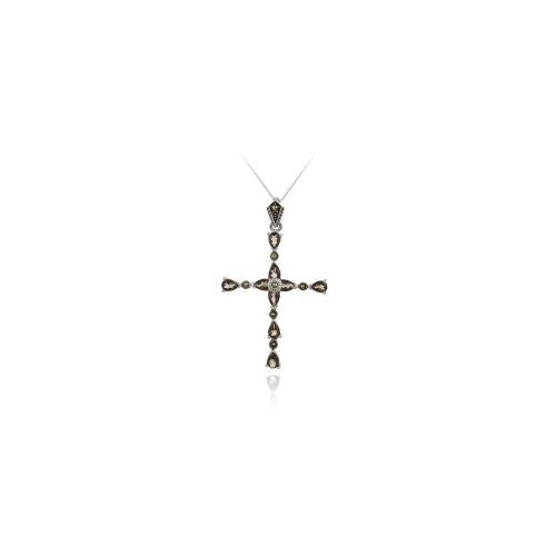 Sterling Silver Smoky Quartz/ Marcasite Pendant