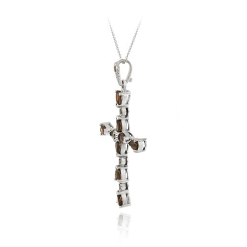 Sterling Silver Smoky Quartz/ Marcasite Pendant-3