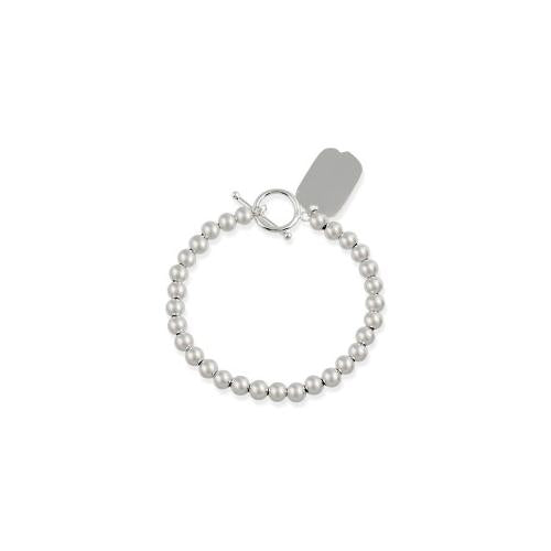 Sterling Silver Beaded Toggle Bracelet Tag Charm