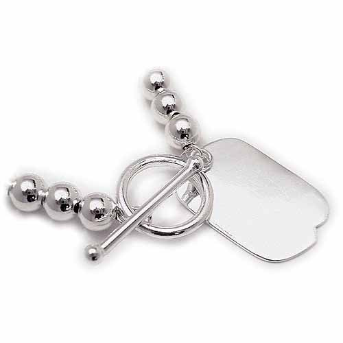 Sterling Silver Beaded Toggle Bracelet Tag Charm-2