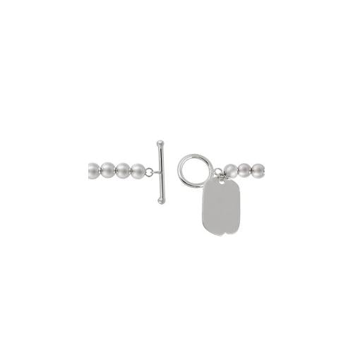 Sterling Silver Beaded Toggle Bracelet Tag Charm