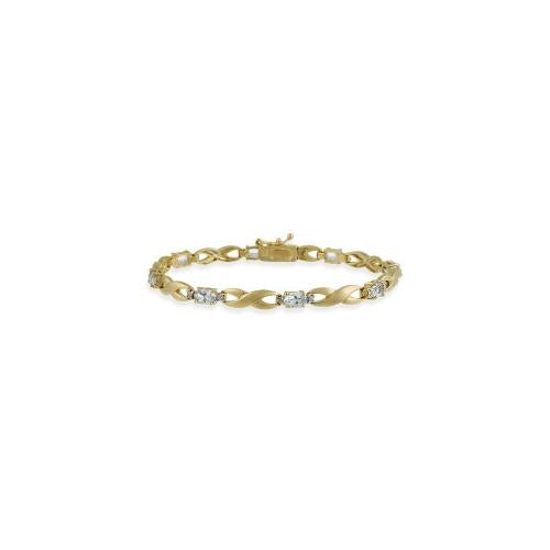18K Gold over Sterling Silver 4.5ct Blue Topaz & Diamond Accent Infinity Bracelet