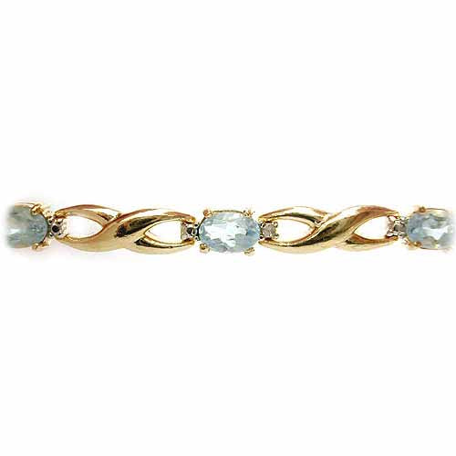 18K Gold over Sterling Silver 4.5ct Blue Topaz & Diamond Accent Infinity Bracelet-2