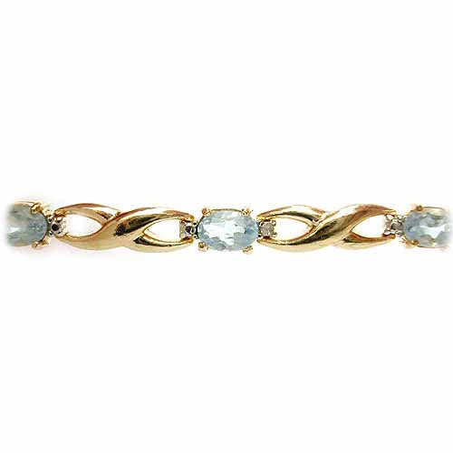 18K Gold over Sterling Silver 4.5ct Blue Topaz & Diamond Accent Infinity Bracelet