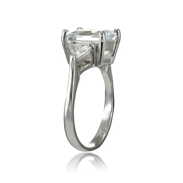 Platinum 9.5mm round CZ solitaire engagement ring estate with