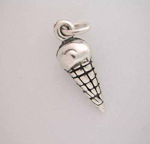 Silver 3-D ICE CREAM CONE CHARM for Bracelet