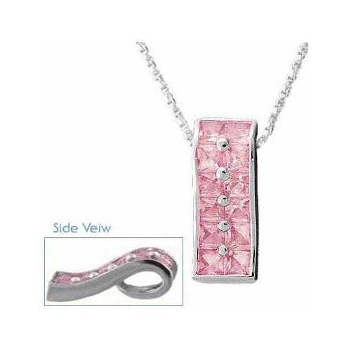 Sterling Silver Pink Cubic Zirconia Trendy Pendant