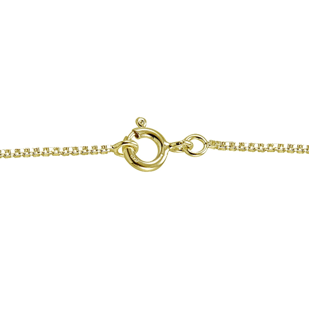Gold Tone over Sterling Silver Italian 1mm Box Chain Necklace for Pendants 14 Inches-2