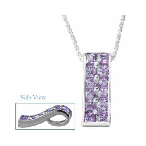 Sterling Silver Amethyst CZ Slide Pendant