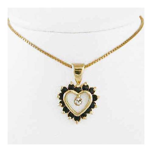 18K Gold over Sterling Silver Sapphire & Diamond Accent Heart Pendant