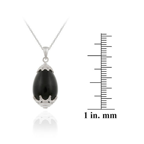 Sterling Silver Onyx Drop Pendant-3