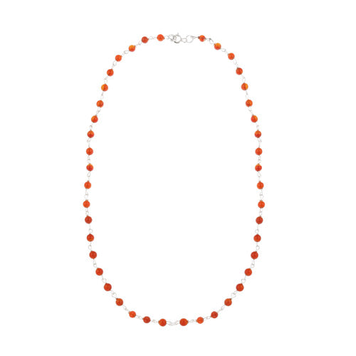 Sterling Silver Carnelian Beaded 18 Inch Necklace-2
