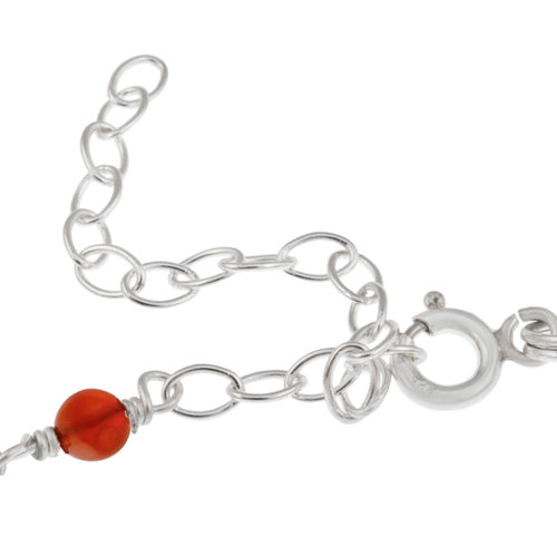 Sterling Silver Carnelian Beaded 18 Inch Necklace-3