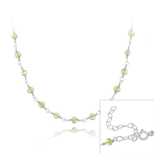 Sterling Silver Genuine Peridot Beaded Necklace