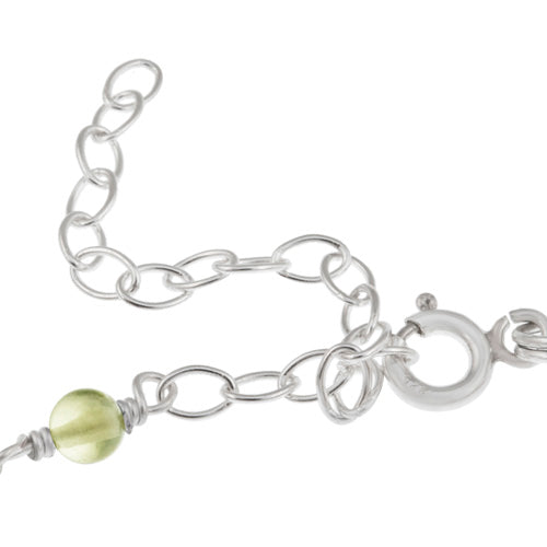 Sterling Silver Genuine Peridot Beaded Necklace-3