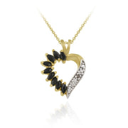 18K Gold over Sterling Silver 1&1/10 ct Sapphire Diamond Accent Heart Necklace