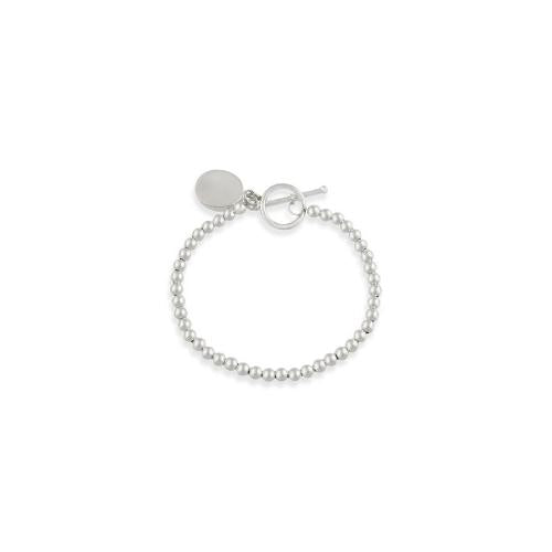 Sterling Silver Oval Tag Charm Bracelet